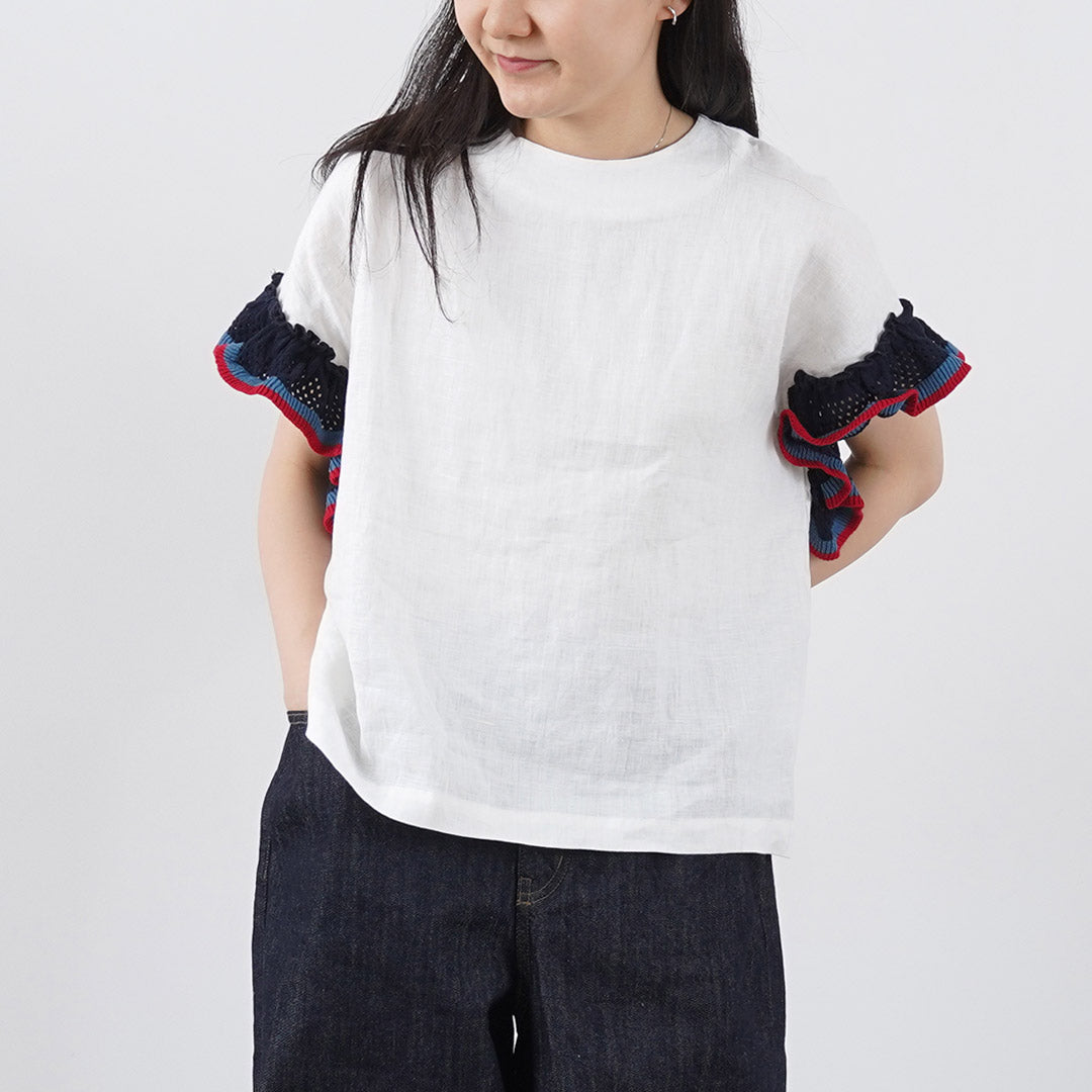 MAO MADE（マオメイド） フリルスリーブ リネン 布帛 Tee