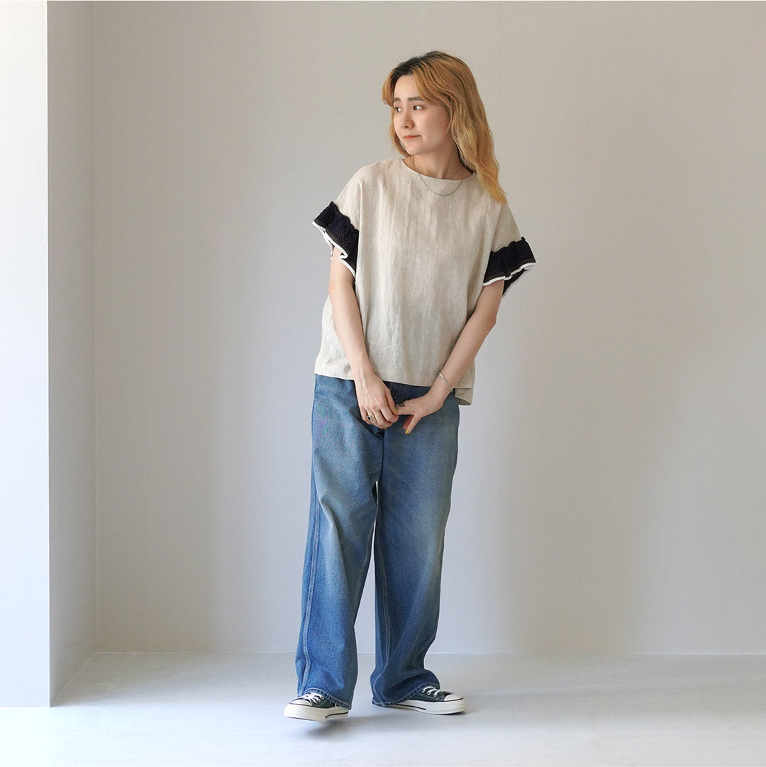 MAO MADE（マオメイド） フリルスリーブ リネン 布帛 Tee