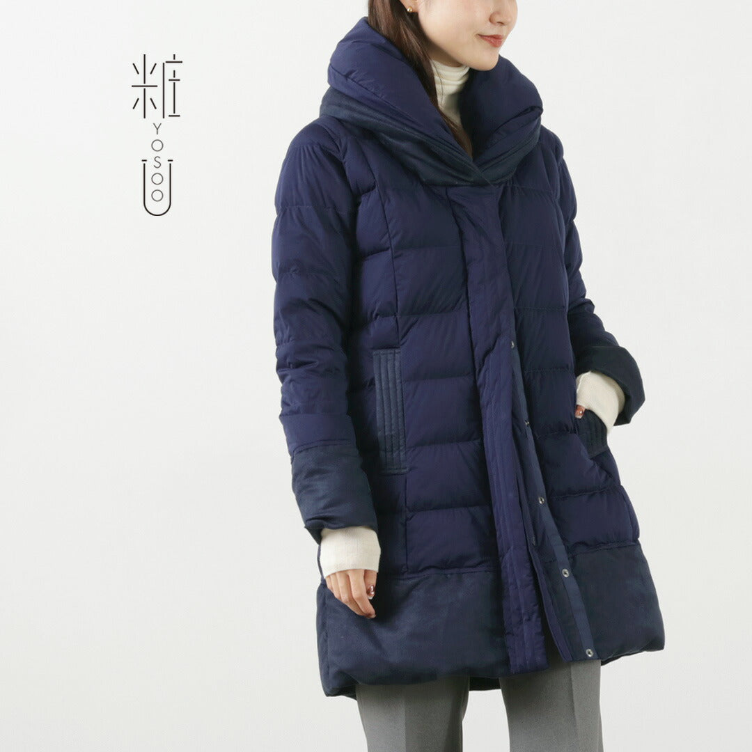 YOSOOU（ヨソオウ） ツーピースカラー コート / レディース ダウン ロング ストレッチ きれいめ Two Piece Collar Coat