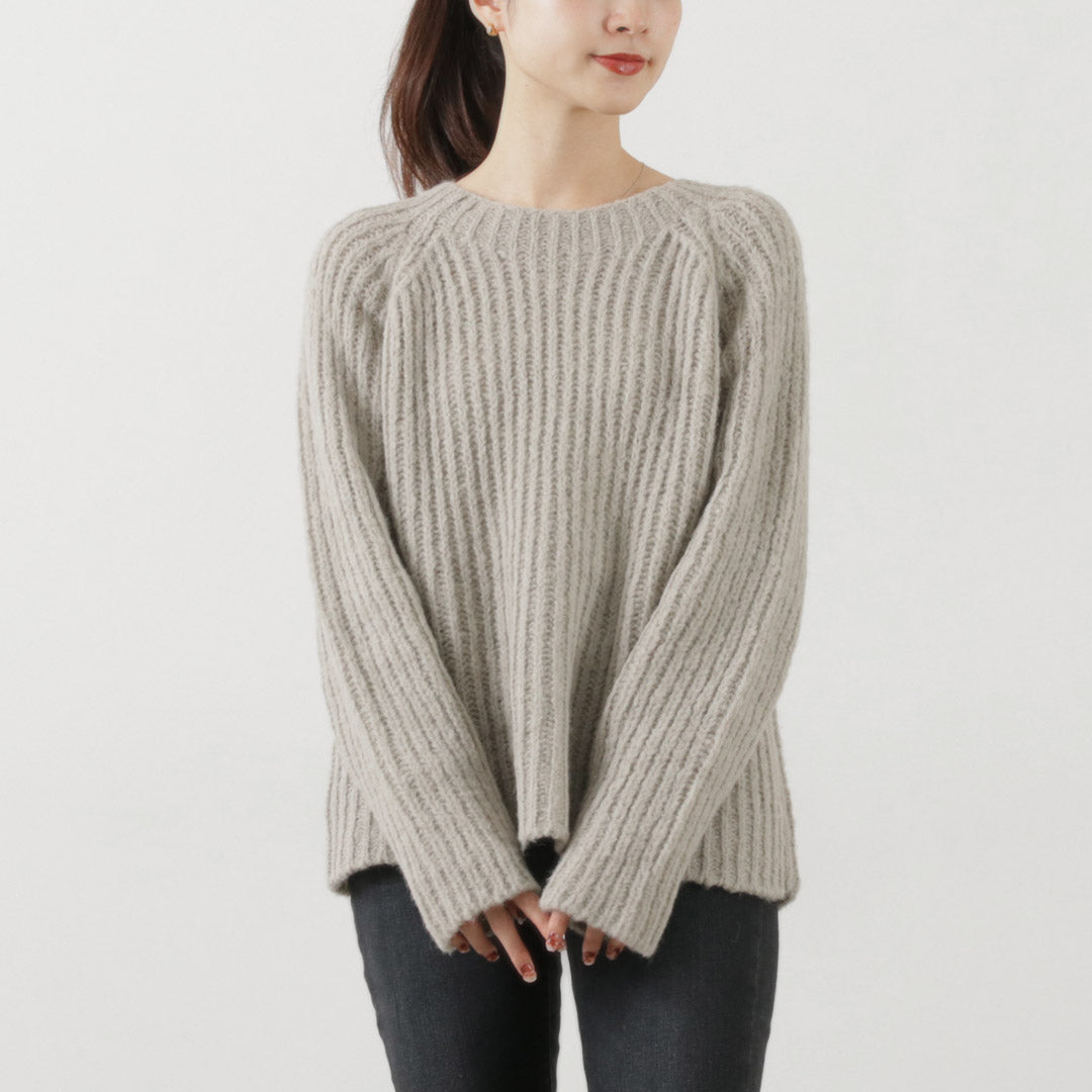 MICHELE＆HOVEN（ミシェルアンドホーヴン） エスター リブクルーニット / アルパカ レディース 丸首 クルーネック 無地 シンプル ESTHER SWEATER