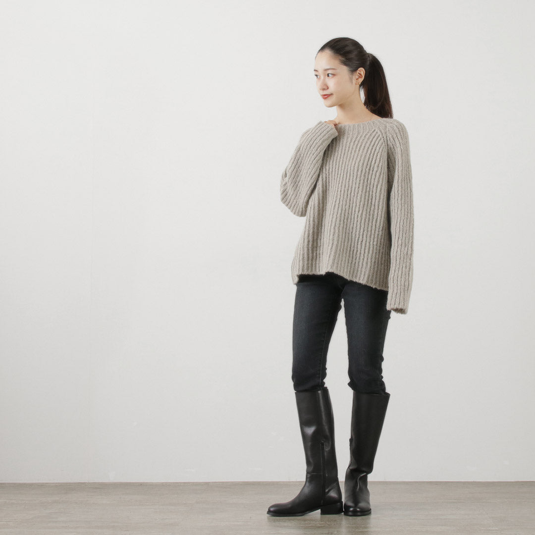 MICHELE＆HOVEN（ミシェルアンドホーヴン） エスター リブクルーニット / アルパカ レディース 丸首 クルーネック 無地 シンプル ESTHER SWEATER