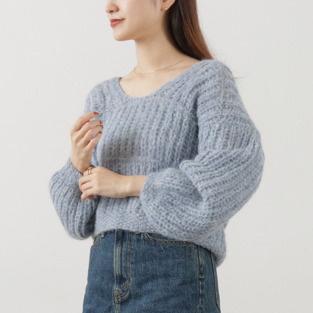 MICHELE＆HOVEN（ミシェルアンドホーヴン） ノラ クロップドニット / アルパカ レディース 丸首 Uネック 無地 短め NOLA SWEATER