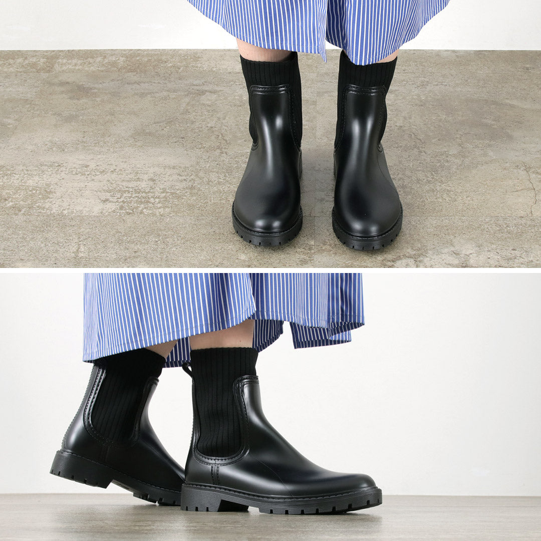 MOHI（モヒ） リブカラー ラバーブーツ / レディース シューズ 靴 ショートブーツ レインシューズ サイドゴア Ribcollar Rubber Boots