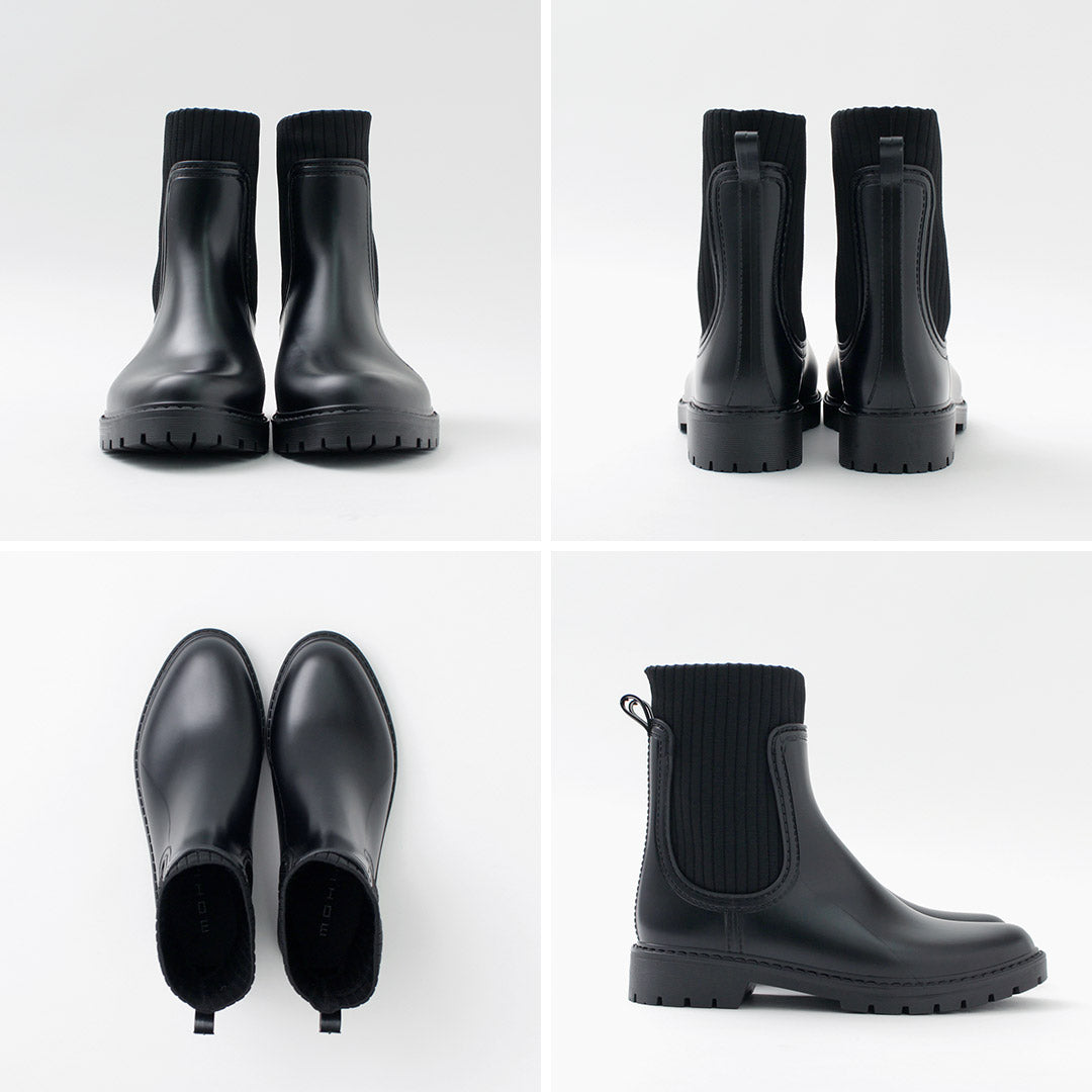 MOHI（モヒ） リブカラー ラバーブーツ / レディース シューズ 靴 ショートブーツ レインシューズ サイドゴア Ribcollar Rubber Boots