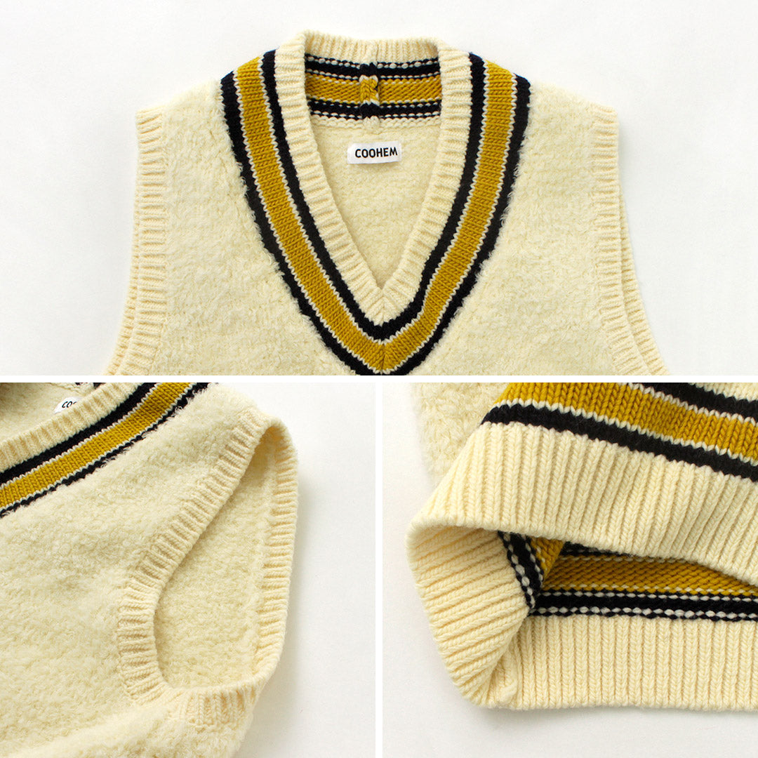 COOHEM（コーヘン） ウールフリース チルデン ニット / レディース トップス ベスト ショート丈 ファーモール ウール 毛 Wool Freece Tilden Knit