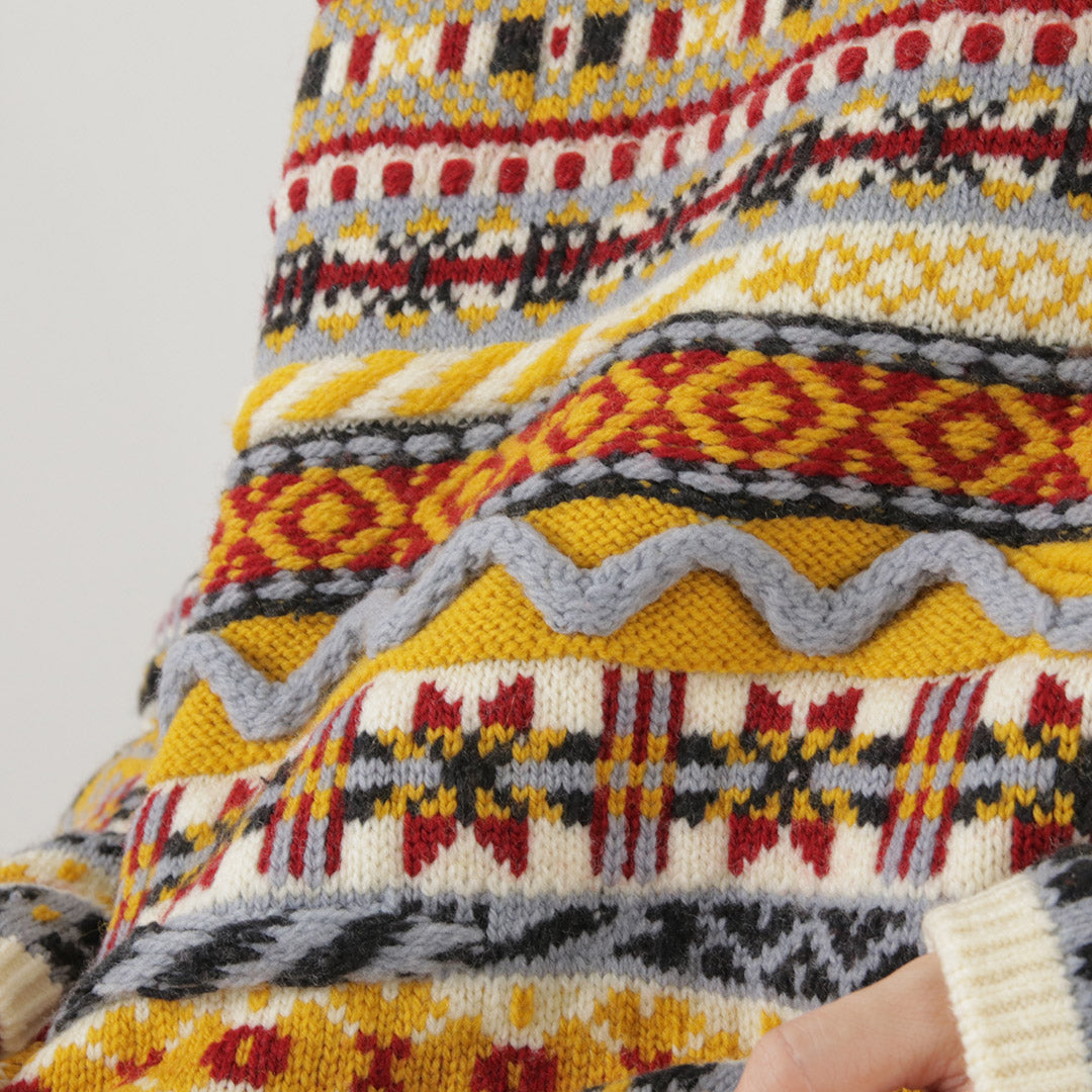 COOHEM（コーヘン） フェアアイルニット プルオーバー / レディース ウール 刺繍 柄 日本製 ゆったり 暖かい 米冨 YONETOMI Fair Isle Knit P/O