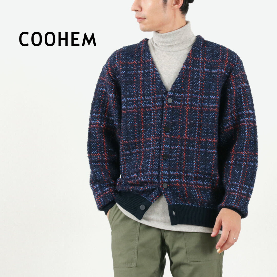 COOHEM（コーヘン） チェック ツイード カーディガン / メンズ 長袖 