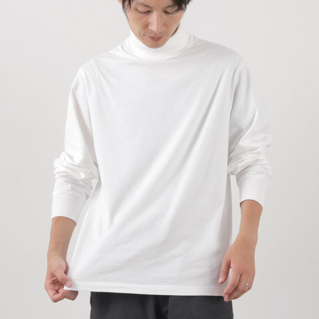 YONETOMI NEW BASIC（ヨネトミニューベーシック） ニューベーシック ガーメント ダイ Tシャツ / メンズ 長袖 ロンＴ タートルネック ハイネック 綿 コットン 無地 シンプル 米富 日本製 New Basic Garment Dye T-shirt