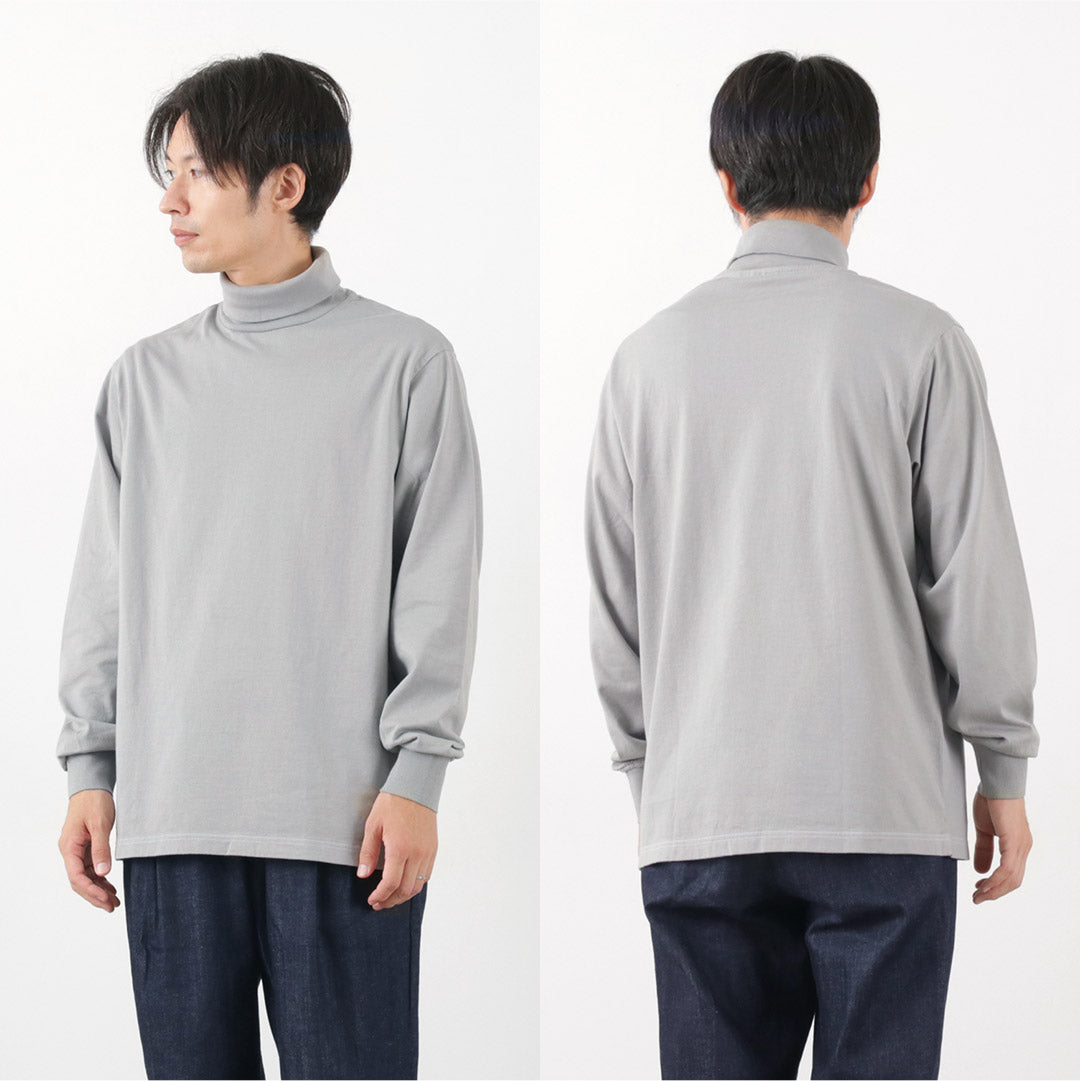 YONETOMI NEW BASIC（ヨネトミニューベーシック） ニューベーシック ガーメント ダイ Tシャツ / メンズ 長袖 ロンＴ タートルネック ハイネック 綿 コットン 無地 シンプル 米富 日本製 New Basic Garment Dye T-shirt