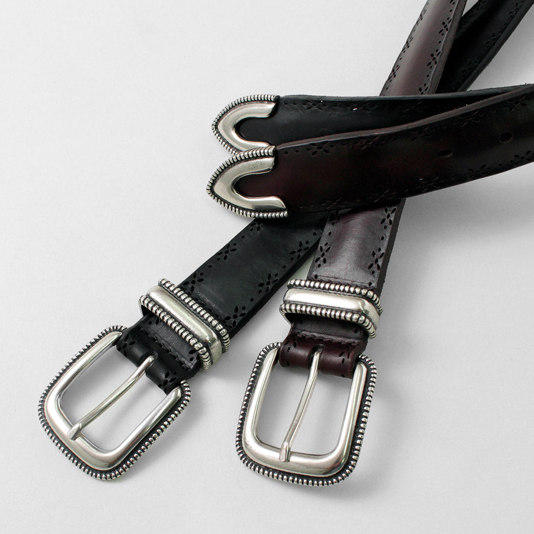 ORCIANI（オルチアーニ） ブルソフト パンチングレザーベルト メタルチップ / メンズ 本革 パンチング プンターレ Bull Soft punched leather belt with metal tip