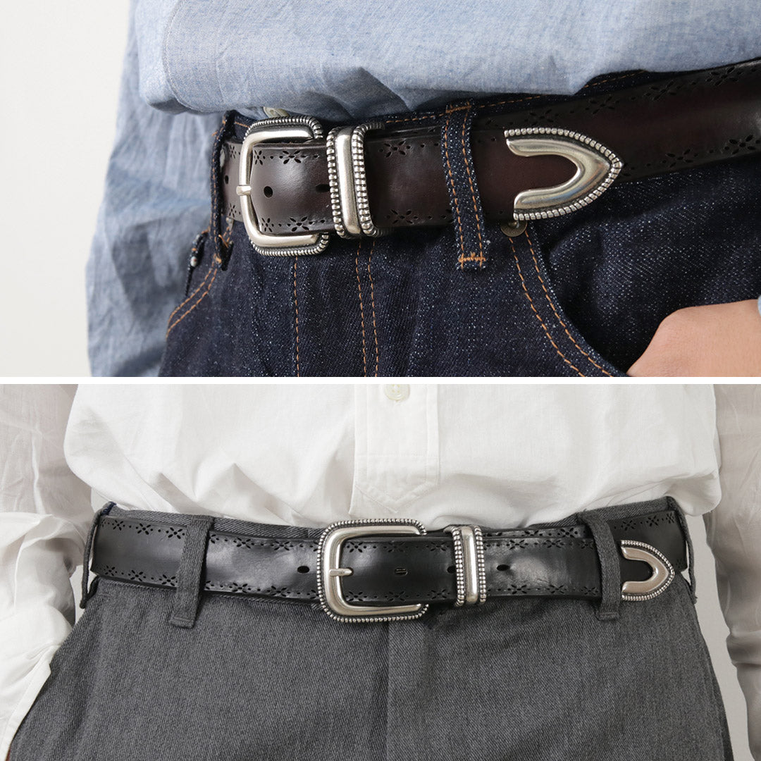 ORCIANI（オルチアーニ） ブルソフト パンチングレザーベルト メタルチップ / メンズ 本革 パンチング プンターレ Bull Soft punched leather belt with metal tip