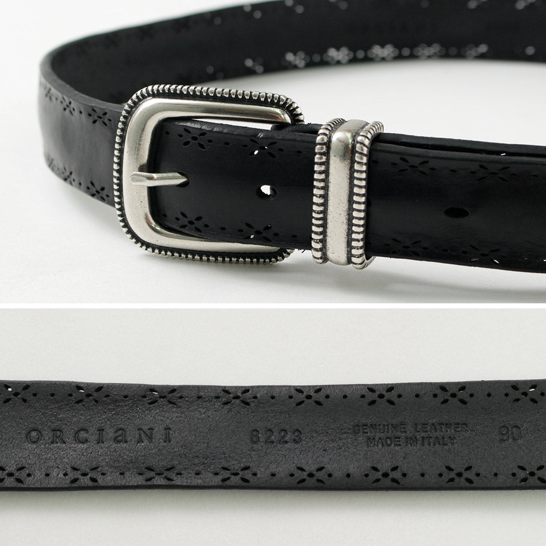 ORCIANI（オルチアーニ） ブルソフト パンチングレザーベルト メタルチップ / メンズ 本革 パンチング プンターレ Bull Soft punched leather belt with metal tip