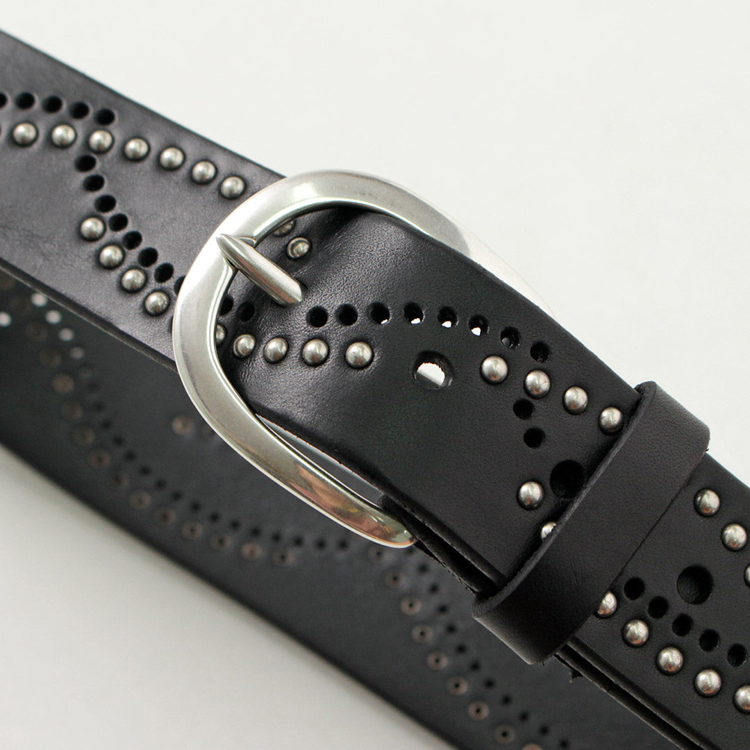 ORCIANI（オルチアーニ） ブルソフト レザーベルト マイクロスタッズ / メンズ 本革 パンチング Bull Soft leather with micro studs