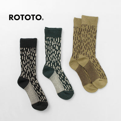 ROTOTO（ロトト） レインドロップ クルーソックス / 靴下 メンズ レディース 柄 迷彩 カモフラージュ 日本製 RAIN DROP CREW SOCKS