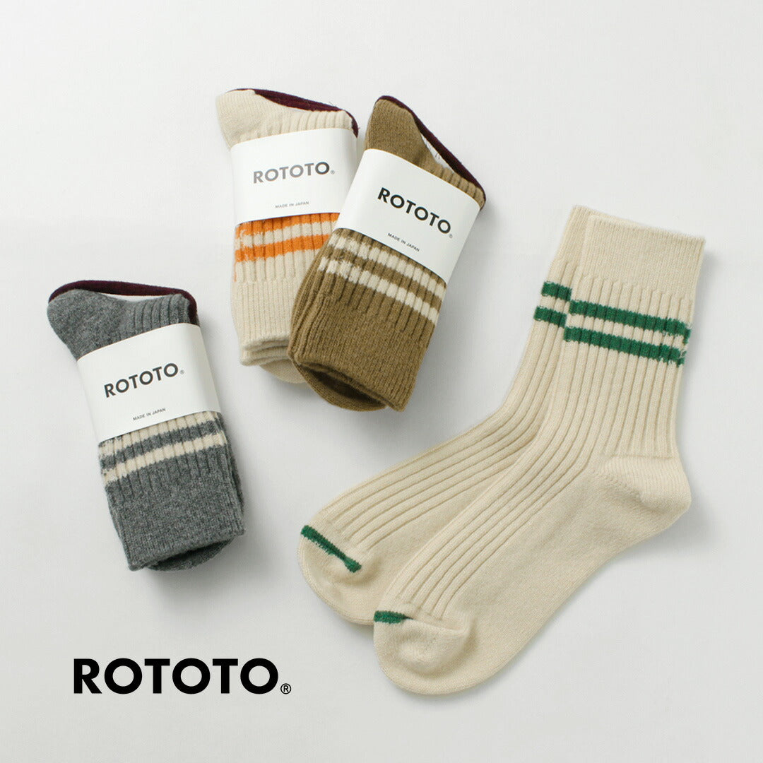 ROTOTO（ロトト） メリノラムウール ストライプソックス / メンズ レディース 靴下 ウール 日本製 MERINO LAMBS WOOL STRIPE SOCKS