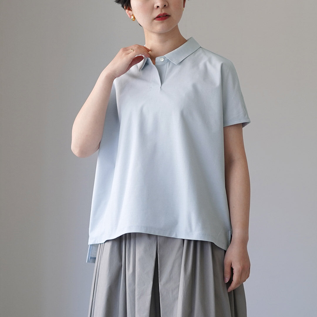 ミディウミ　ポロシャツ　ブラック MIDIUMI（ミディウミ） ポロ ノースリーブ プルオーバー 日本製