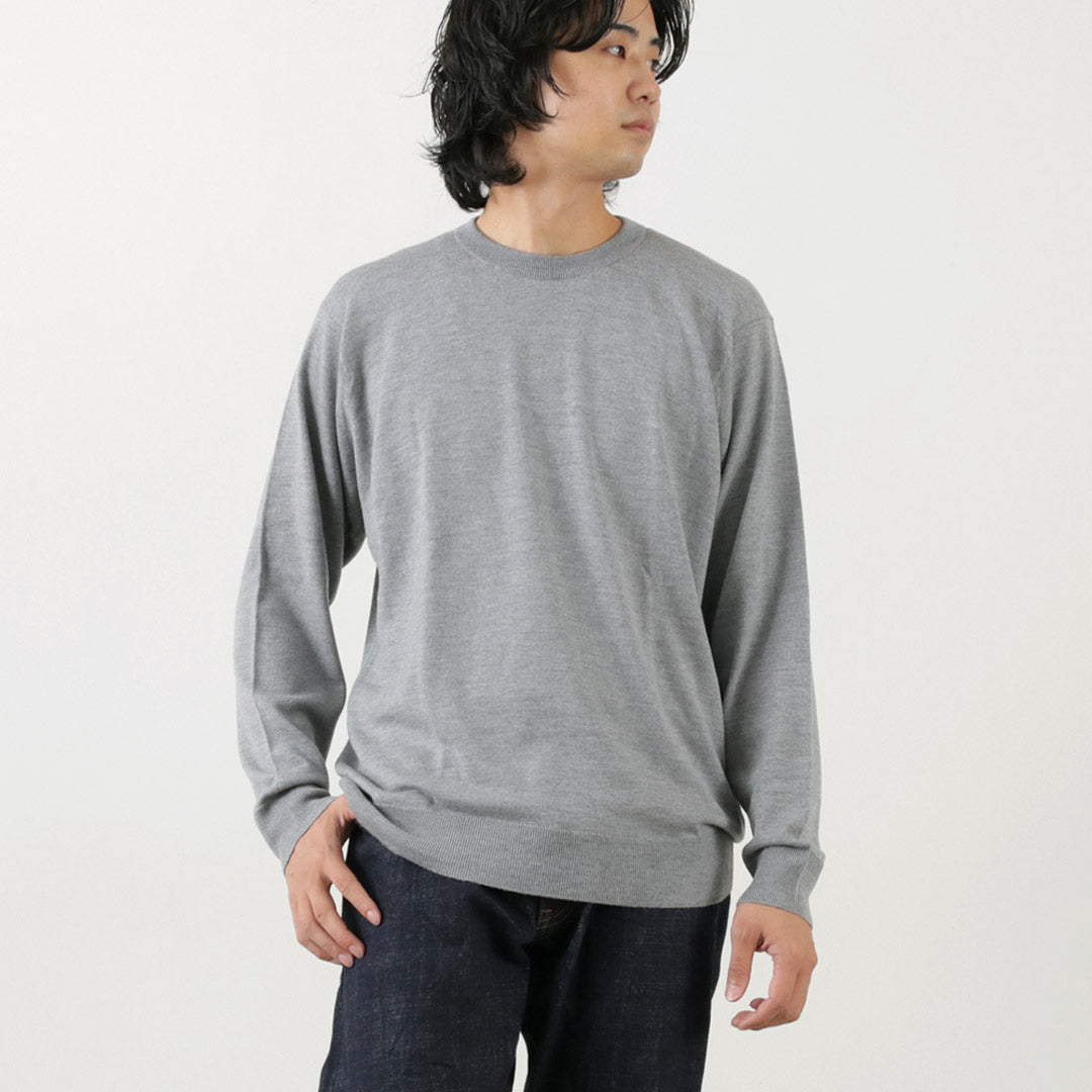 JOHN SMEDLEY（ジョンスメドレー） メリノウール 24ゲージ クルーネック ニット / 24G Sweater スウェーターシリーズ セーター ハイゲージ トップス 長袖 無地 メンズ A4543