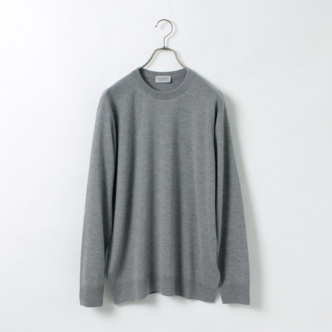 JOHN SMEDLEY（ジョンスメドレー） メリノウール 24ゲージ クルーネック ニット / 24G Sweater スウェーターシリーズ セーター ハイゲージ トップス 長袖 無地 メンズ A4543