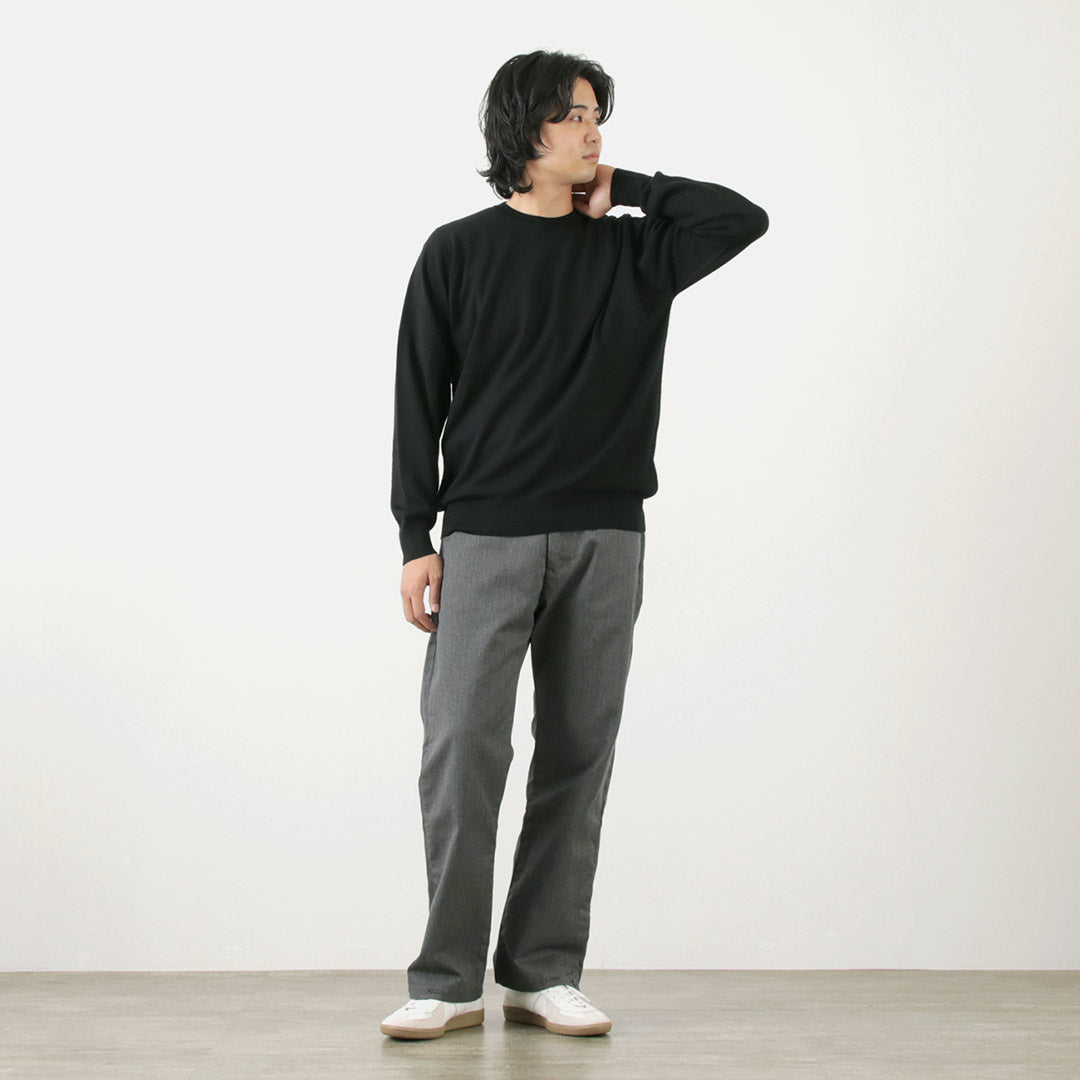 JOHN SMEDLEY（ジョンスメドレー） メリノウール 24ゲージ クルーネック ニット / 24G Sweater スウェーターシリーズ セーター ハイゲージ トップス 長袖 無地 メンズ A4543