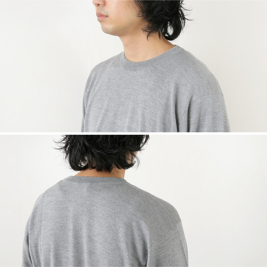 JOHN SMEDLEY（ジョンスメドレー） メリノウール 24ゲージ クルーネック ニット / 24G Sweater スウェーターシリーズ セーター ハイゲージ トップス 長袖 無地 メンズ A4543