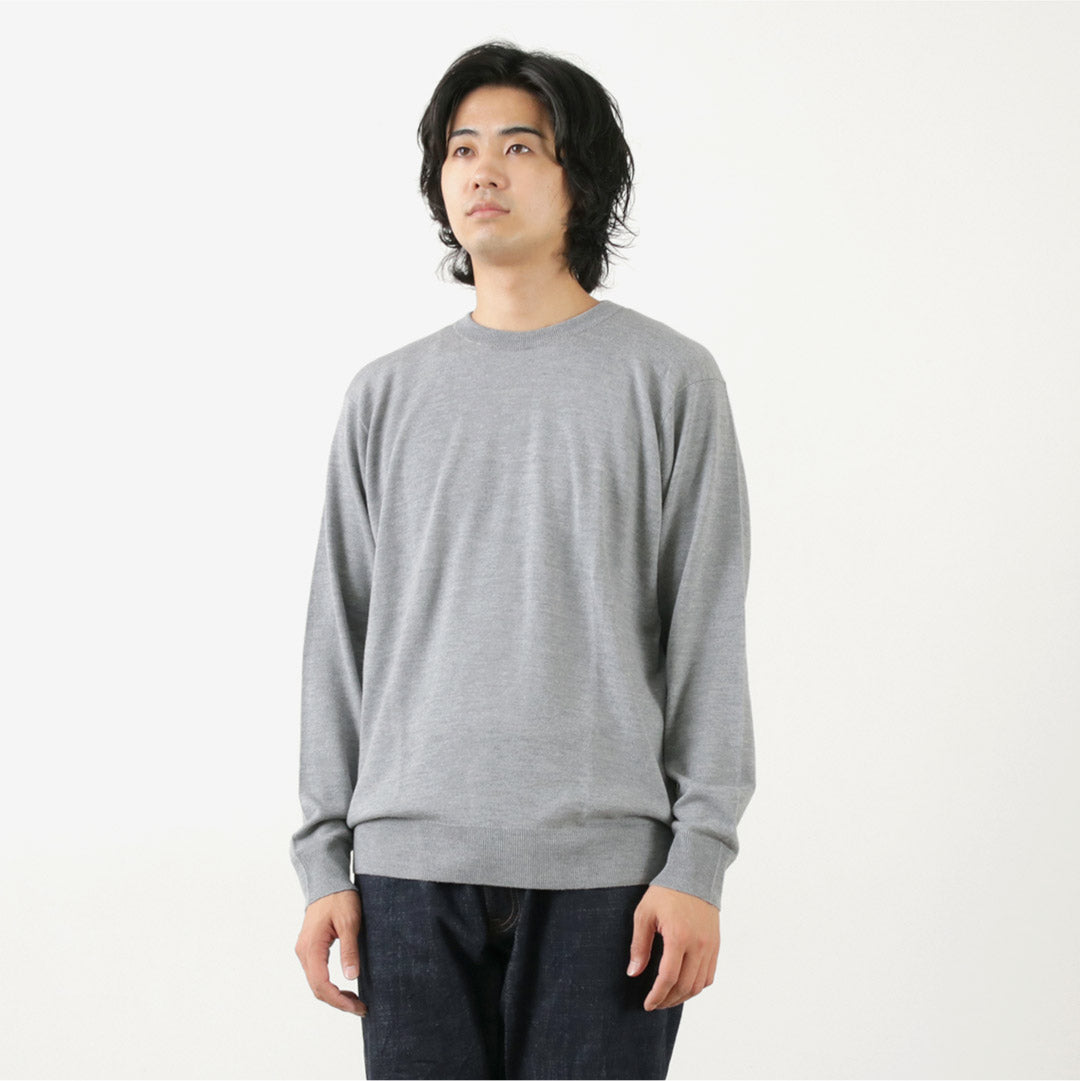 JOHN SMEDLEY（ジョンスメドレー） メリノウール 24ゲージ クルーネック ニット / 24G Sweater スウェーターシリーズ セーター ハイゲージ トップス 長袖 無地 メンズ A4543