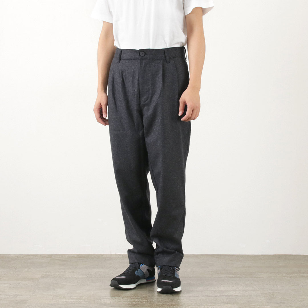 PARAGES（パハージ） ダブルプリーツ ウールパンツ / フランネル ストレッチ ツータック トラウザー メンズ double pleats wool pants