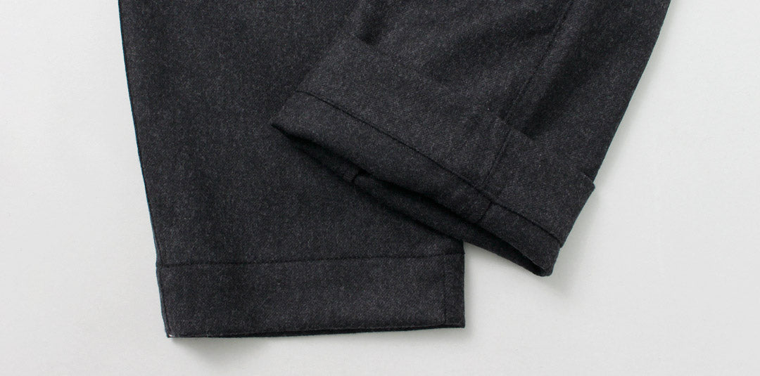 PARAGES（パハージ） ダブルプリーツ ウールパンツ / フランネル ストレッチ ツータック トラウザー メンズ double pleats wool pants