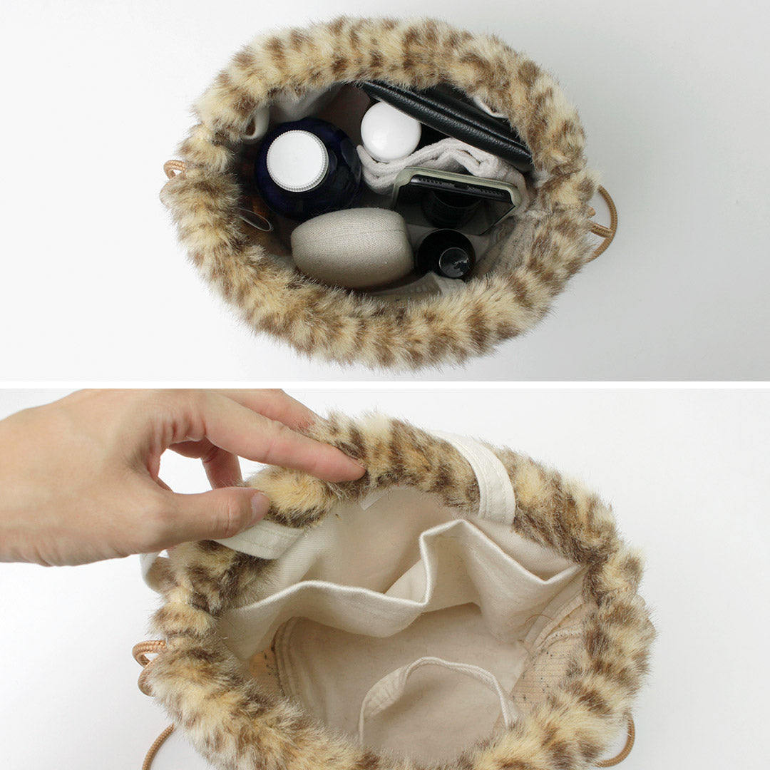 NAPRON（ナプロン） アニマルファー ペイシェントバッグ / レディース 鞄 かばん 巾着 小さめ 日本製 Animal Fur Patients Bag