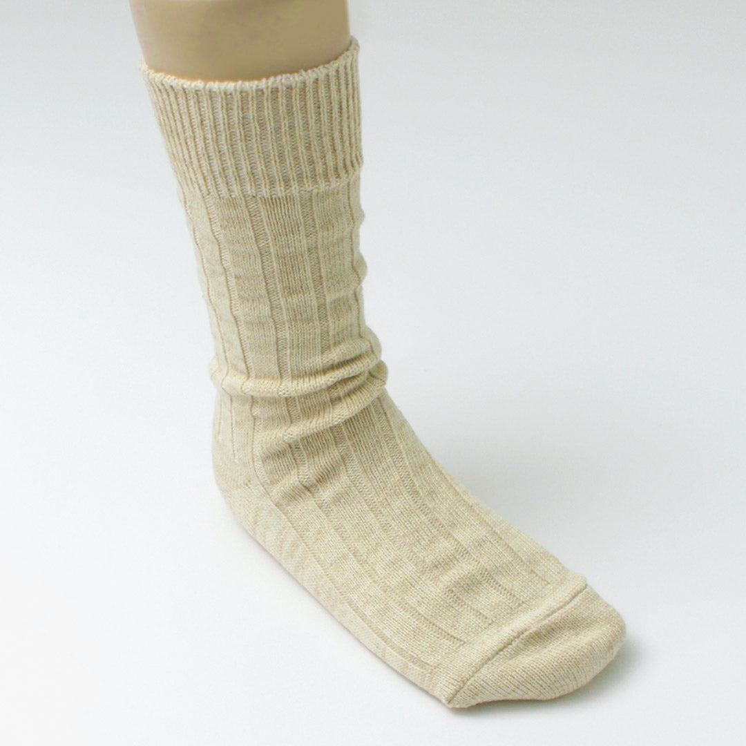GOHEMP（ゴーヘンプ） スーベニア エンブレム クルーソックス / メンズ 靴下 天然素材 綿 コットン 刺繍 ワンポイント アノニマスイズム コラボ 日本製 SOUVENIR EMB CREW SOCKS