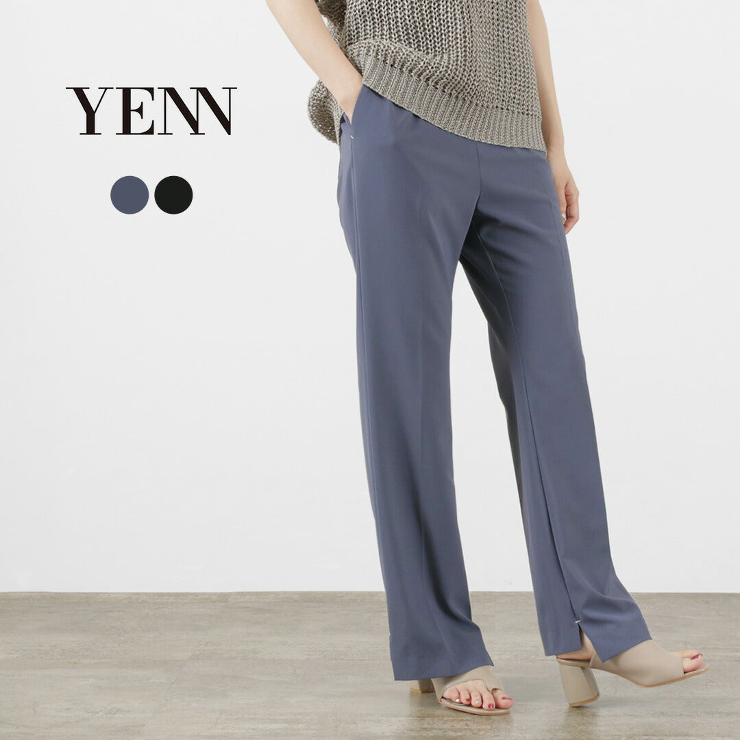 YENN（イェン） ステップヘム イージーパンツ / レディース ウエストゴム 総ゴム ストレート 無地 STEP HEM EASY PT