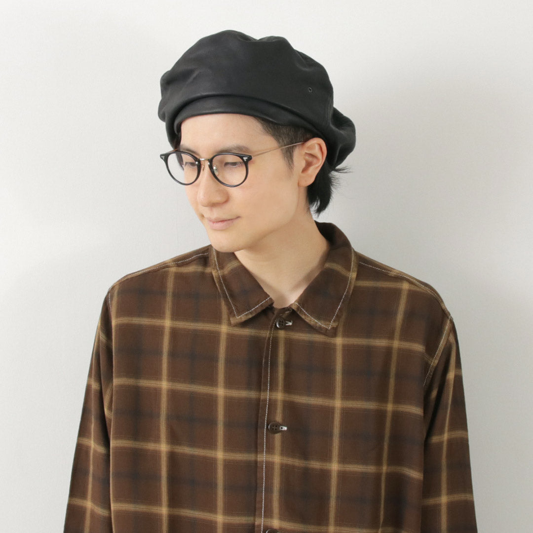 【期間限定20％OFF】DECHO（デコー） レザーベレー / 帽子 革 無地 日本製 メンズ Leather BERET