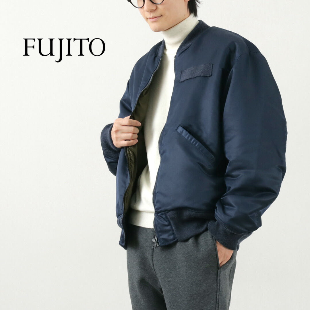 商品について【良品】FUJITO A-2 中綿 レザー フライトジャケット ネイビー S