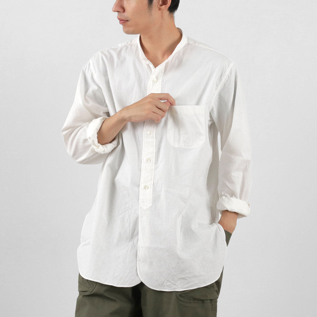 FUJITO（フジト） オフィサーシャツ / バンドカラー メンズ 長袖 綿 コットン 無地 日本製 Officer Shirt – ROCOCO  ONLINE STORE