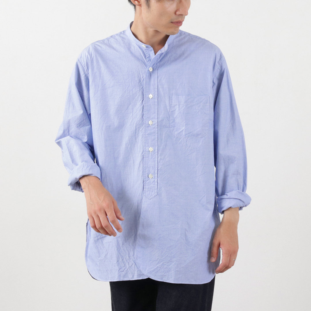 FUJITO（フジト） オフィサーシャツ / バンドカラー メンズ 長袖 綿 コットン 無地 日本製 Officer Shirt
