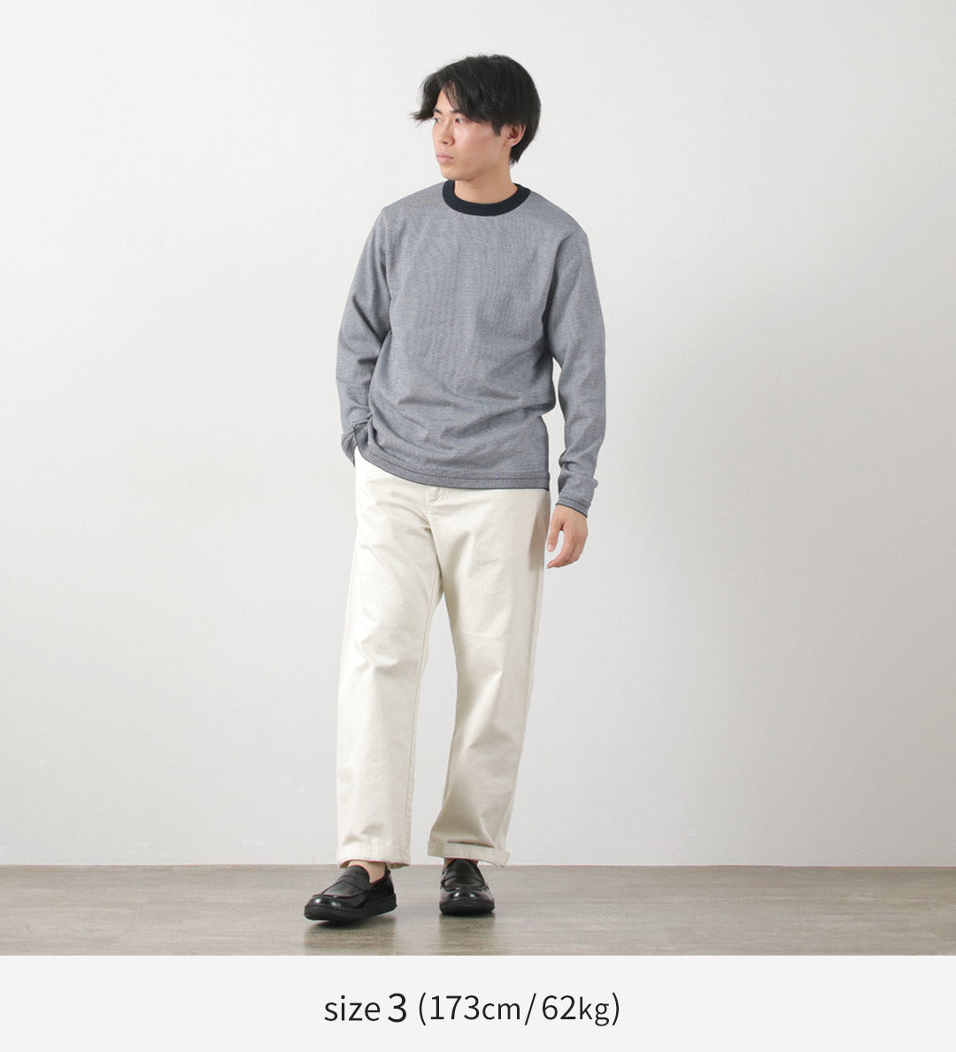 FUJITO（フジト） ロングスリーブ ニットTシャツ / メンズ トップス カットソー 長袖 ロンT クルーネック コットン 綿 日本製 L/S Knit T-Shirt