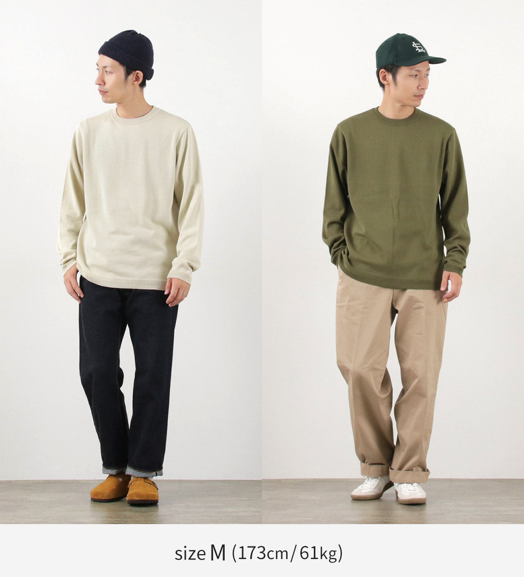 FUJITO（フジト） ロングスリーブ ニットTシャツ / メンズ トップス カットソー 長袖 ロンT クルーネック コットン 綿 日本製 L/S Knit T-Shirt