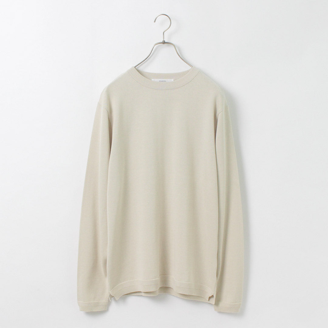 FUJITO（フジト） ロングスリーブ ニットTシャツ / メンズ トップス カットソー 長袖 ロンT クルーネック コットン 綿 日本製 L/S Knit T-Shirt