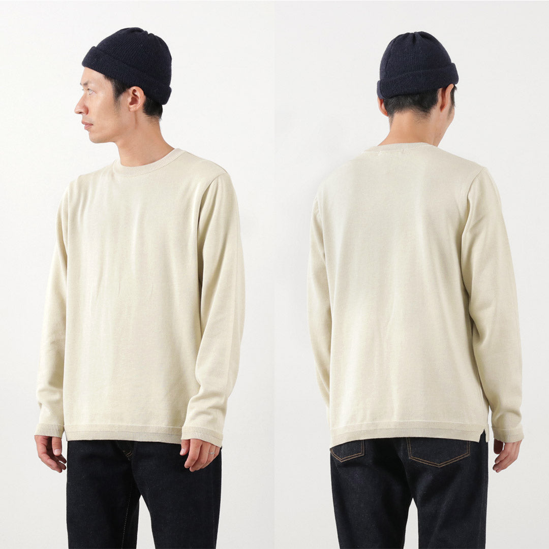 FUJITO（フジト） ロングスリーブ ニットTシャツ / メンズ トップス カットソー 長袖 ロンT クルーネック コットン 綿 日本製 L/S Knit T-Shirt