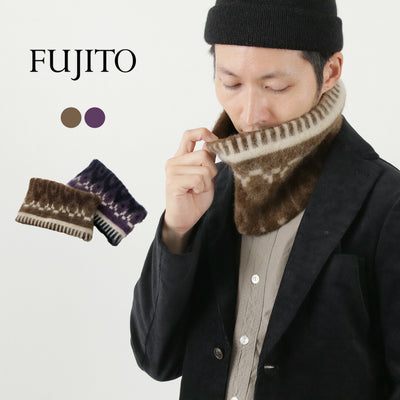 FUJITO（フジト） スノー ネックウォーマー / メンズ マフラー スヌード ウール 柄 日本製 プレゼント ギフト Snow Neck Warmer