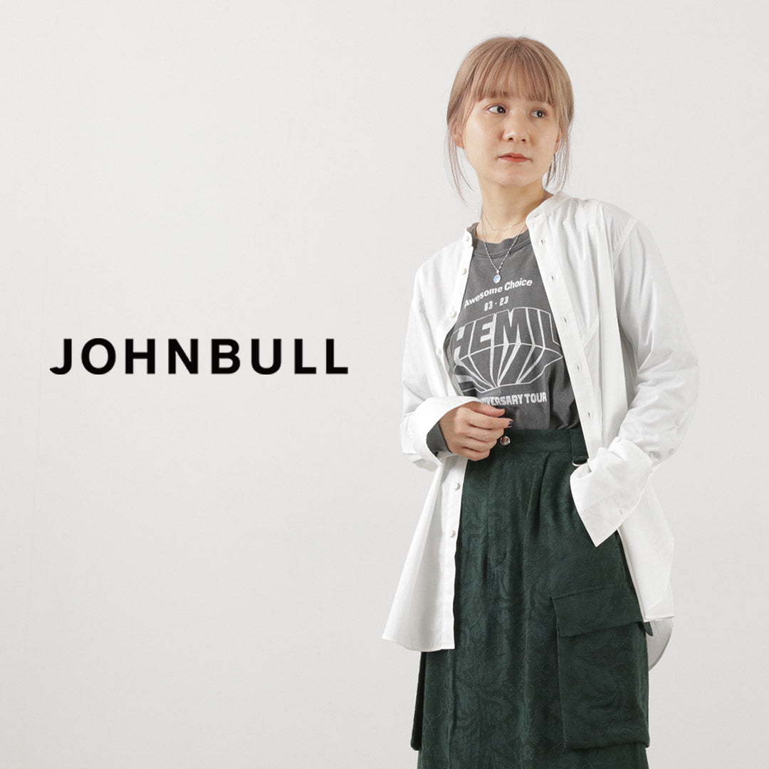 JOHNBULL（ジョンブル） 60/タイプライター ボザムシャツ / 長袖 シャツ レディース スタンドカラー 襟なし 60/Typewriter Bosom Shirt