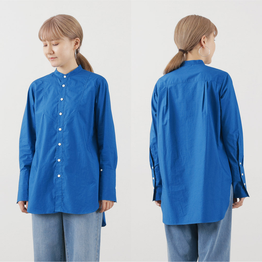 JOHNBULL（ジョンブル） 60/タイプライター ボザムシャツ / 長袖 シャツ レディース スタンドカラー 襟なし 60/Typewriter Bosom Shirt