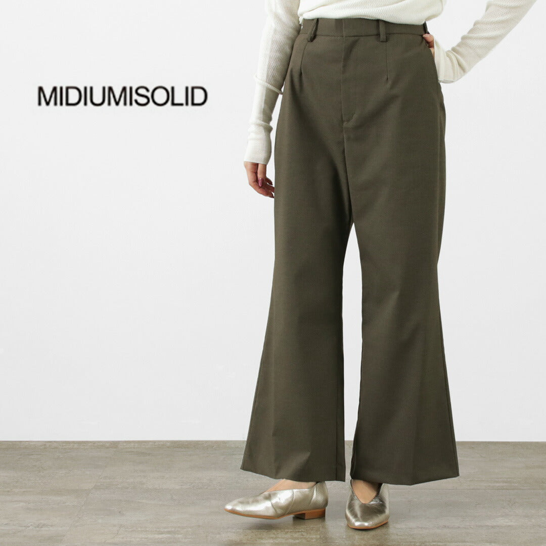 MIDIUMISOLID（ミディウミソリッド） ハイウェスト フレアパンツ / レディース ボトムス スラックス 無地 日本製 High Waist Flared PT