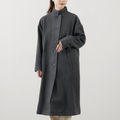 COMMENCEMENT（コメンスメント） ウールロングコート / レディース スタンドカラー テーラード 日本製 無地 Wool Long Coat