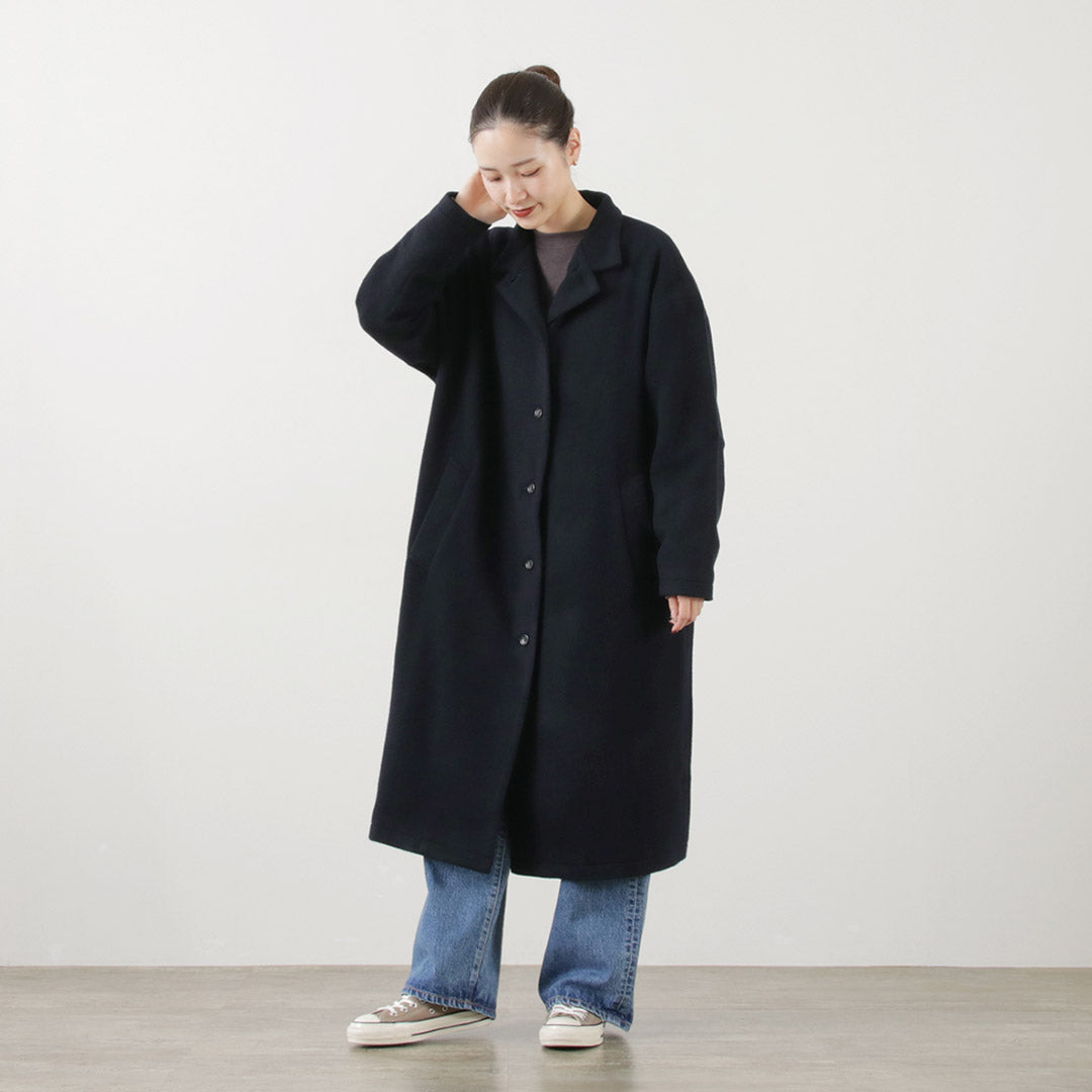 COMMENCEMENT（コメンスメント） ウールロングコート / レディース スタンドカラー テーラード 日本製 無地 Wool Long Coat