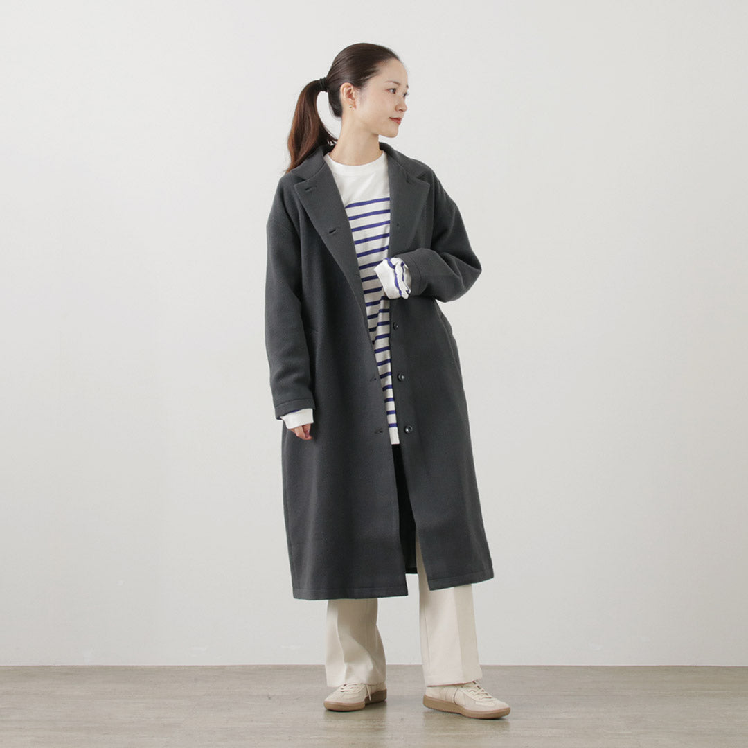 COMMENCEMENT（コメンスメント） ウールロングコート / レディース スタンドカラー テーラード 日本製 無地 Wool Long Coat