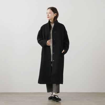 COMMENCEMENT（コメンスメント） ウールロングコート / レディース スタンドカラー テーラード 日本製 無地 Wool Long Coat