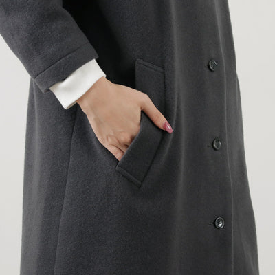 COMMENCEMENT（コメンスメント） ウールロングコート / レディース スタンドカラー テーラード 日本製 無地 Wool Long Coat