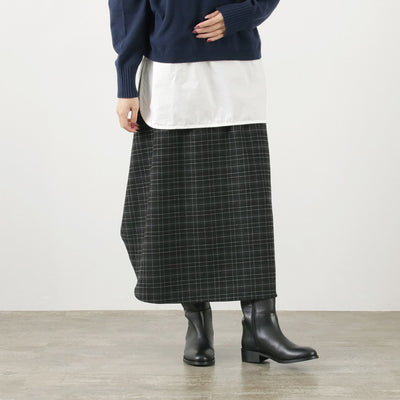 COMMENCEMENT（コメンスメント） チェックスカート / ボトムス ロングスカート 柄 ウエストゴム 伸縮 ストレッチ 日本製 Check Skirt