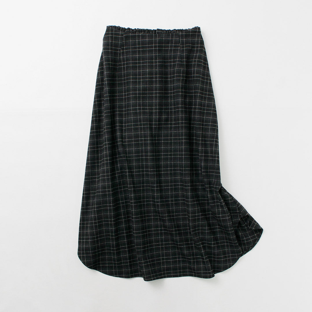 COMMENCEMENT（コメンスメント） チェックスカート / ボトムス ロングスカート 柄 ウエストゴム 伸縮 ストレッチ 日本製 Check Skirt