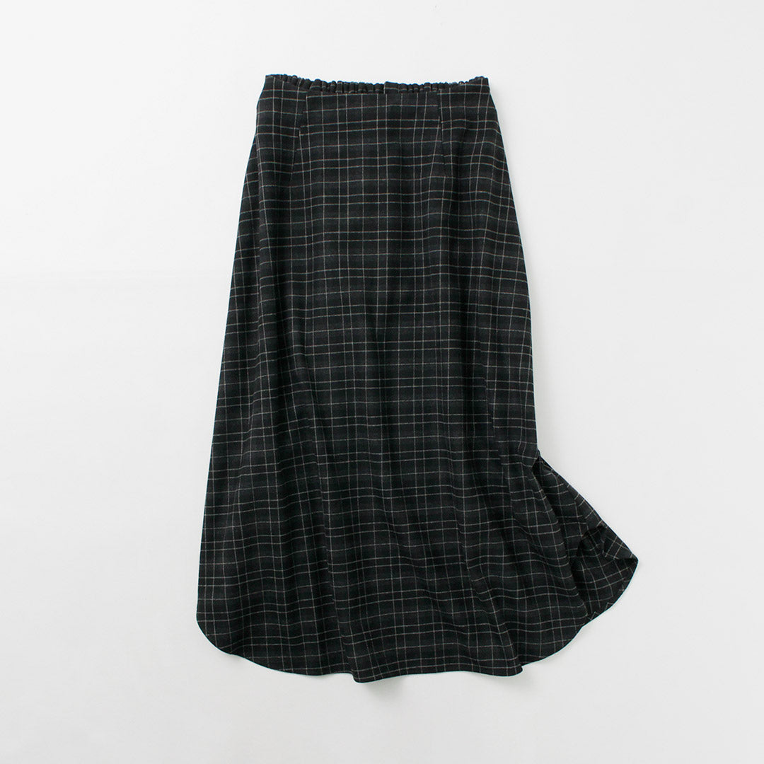 COMMENCEMENT（コメンスメント） チェックスカート / ボトムス ロングスカート 柄 ウエストゴム 伸縮 ストレッチ 日本製 Check Skirt